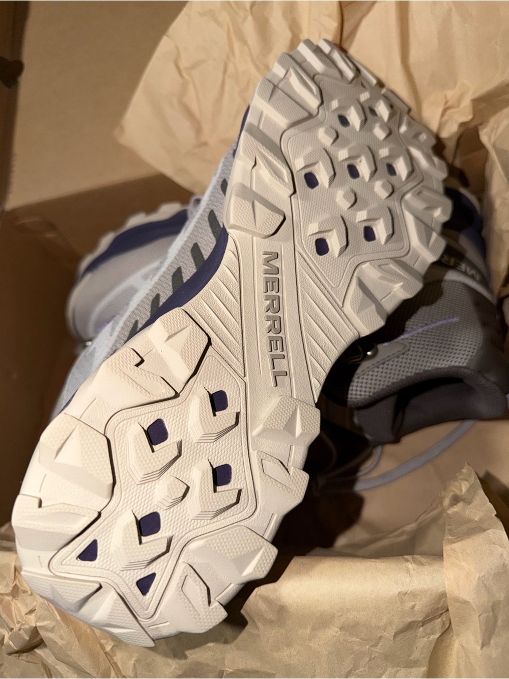 Merrell Women’s Speed Eco Mid Waterproof Hiking Shoe Gray/Purple Size 10.5 - Picture 4 of 5